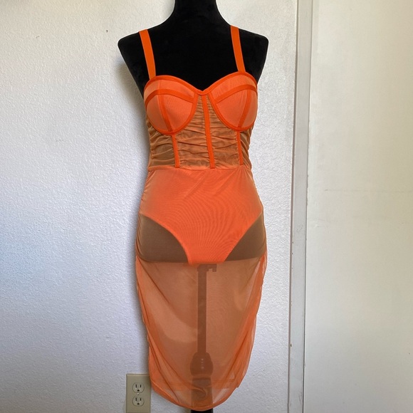 Fashion Nova Dresses & Skirts - Fashion Nova orange see through dress